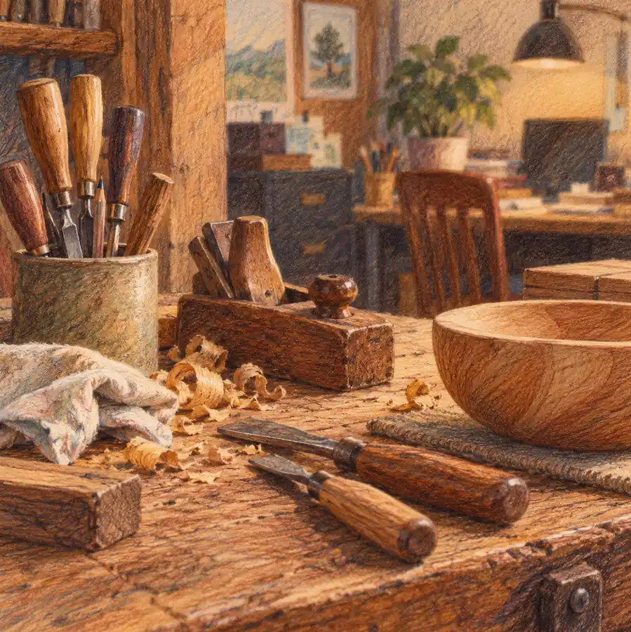 Illustration of established small businesses equipment and workspace