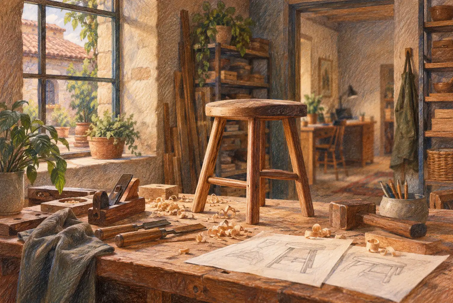 Illustration of established small businesses and their working space